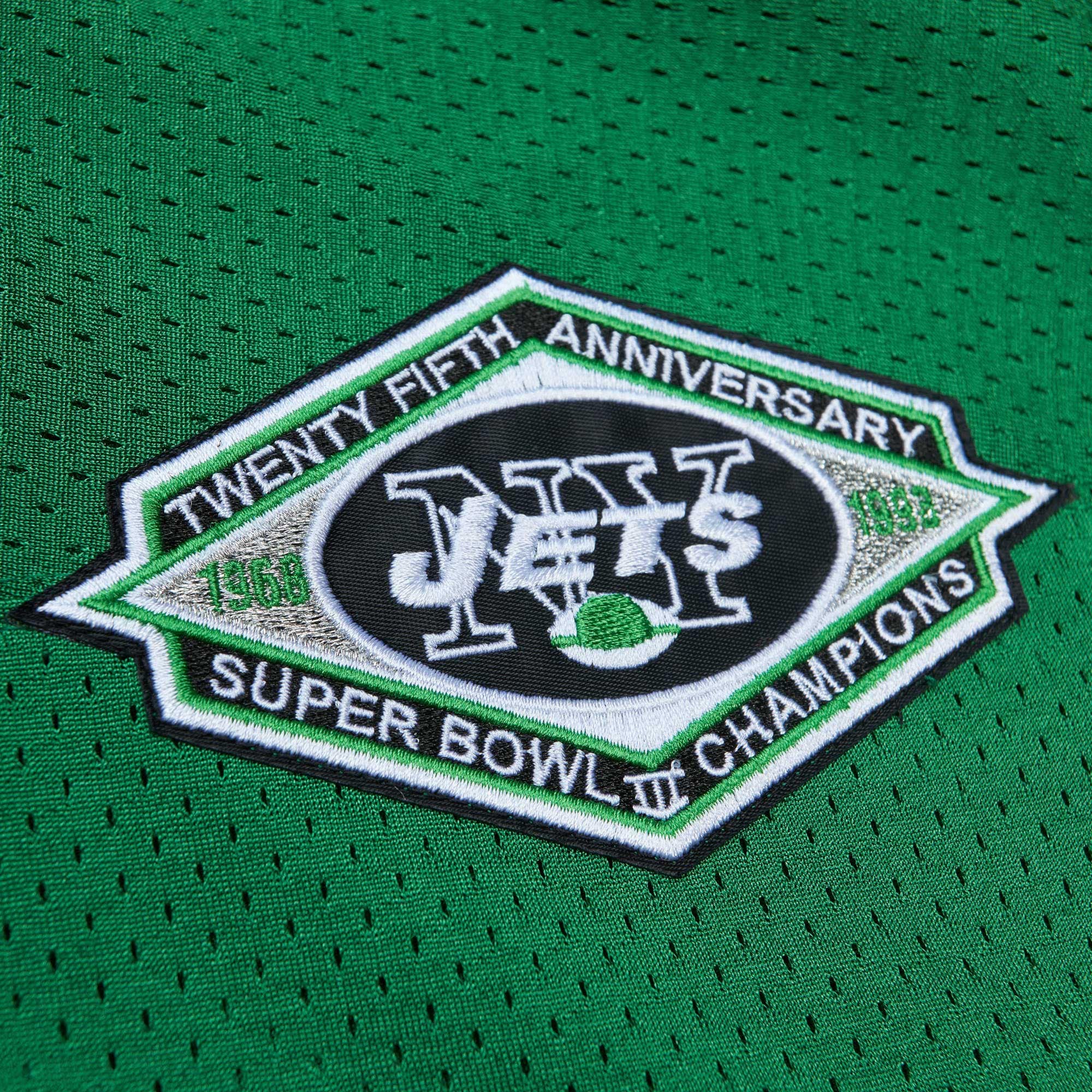 New York Jets Boomer Esiason Mitchell Ness Kelly Green 1993 Throwback Retired Player Pocket NFL Jersey Men's