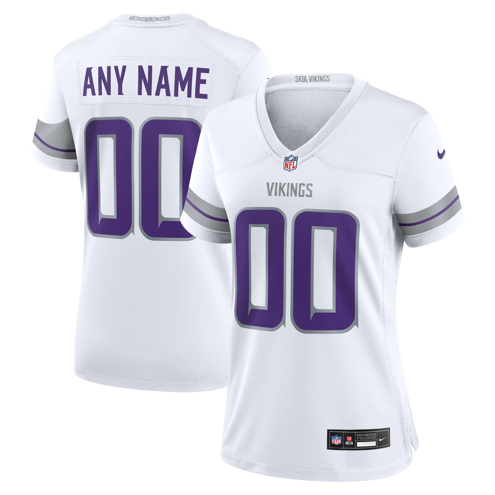 Minnesota Vikings White Alternate Custom Game NFL Jersey Women's