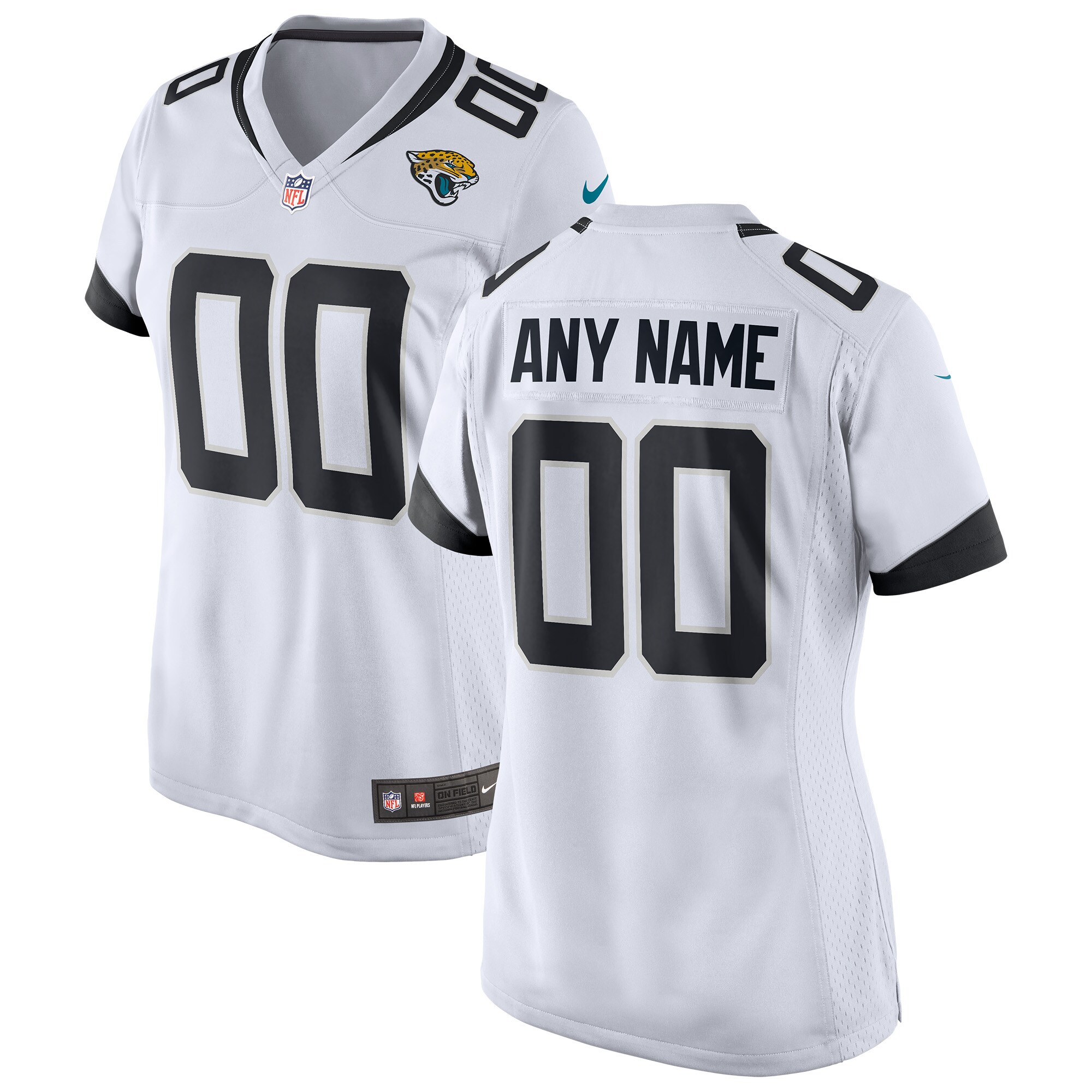 White Jacksonville Jaguars Custom Game NFL Jersey Women's