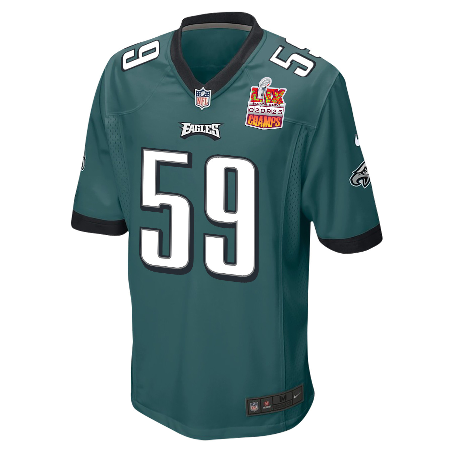 Thomas Booker IV 59 Philadelphia Eagles Super Bowl LIX Champions Patch Game Midnight Green NFL Jersey Men's
