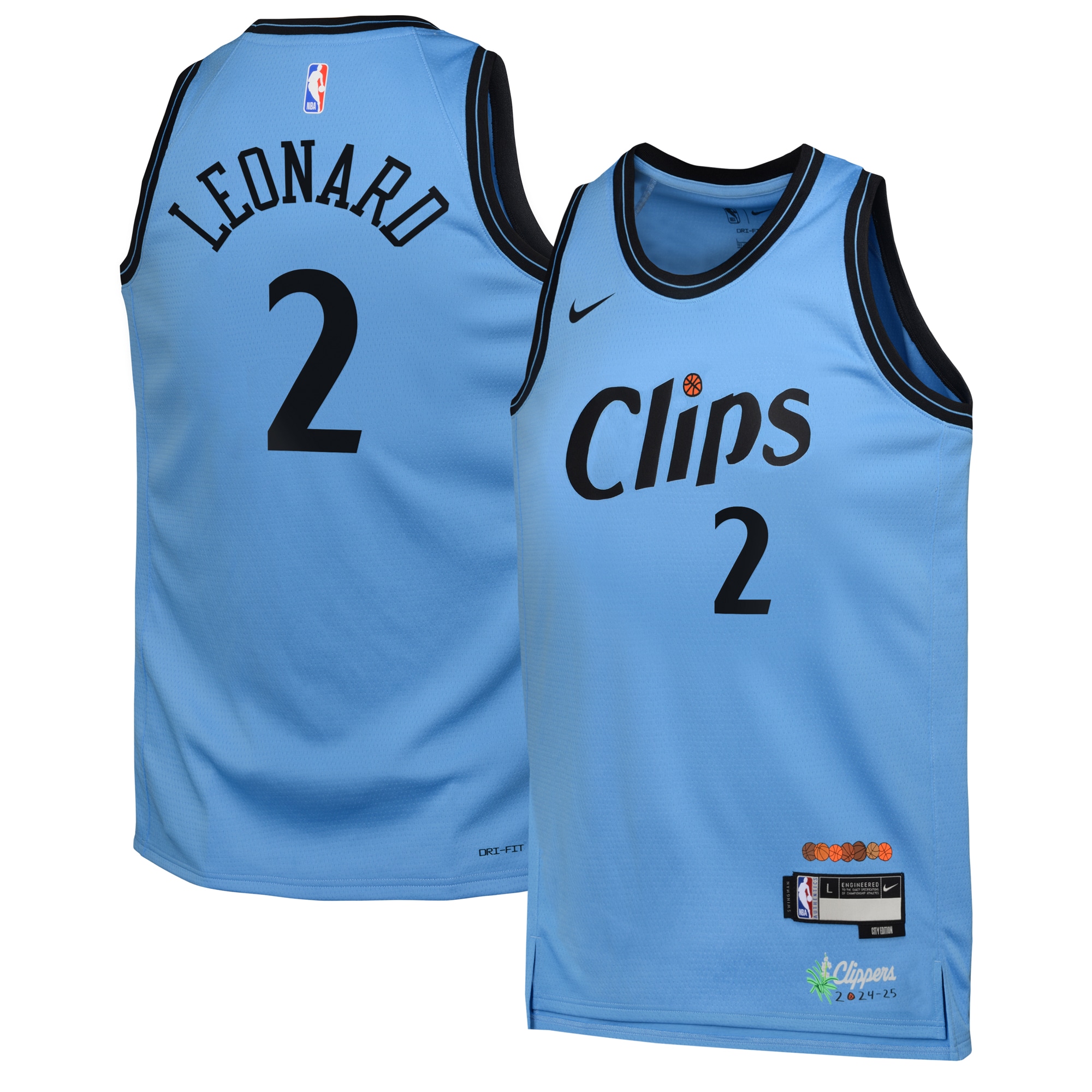 Camiseta City Edition Swingman de los Los Angeles Clippers 2024 Azul Kawhi Leonard Juvenil NBA Jersey Men's