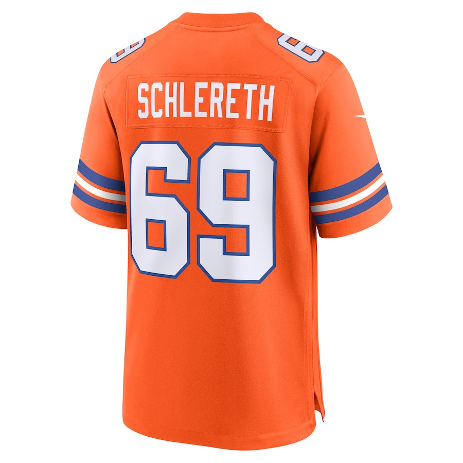 Mark Schlereth 69 Denver Broncos Mile High Collection 1977 Throwback Retired Player Game Orange NFL Jersey Men's
