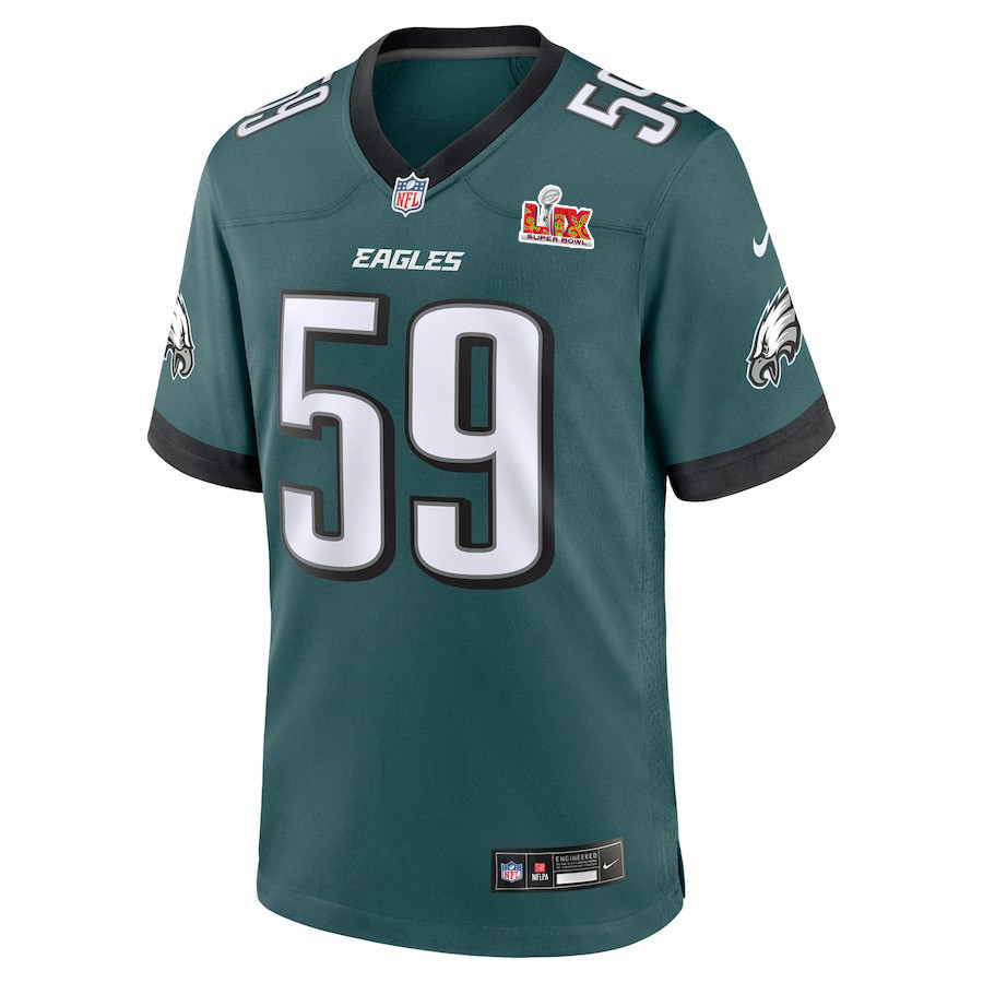 Thomas Booker IV #59 Philadelphia Eagles Super Bowl LIX Midnight Green NFL Jersey Youth