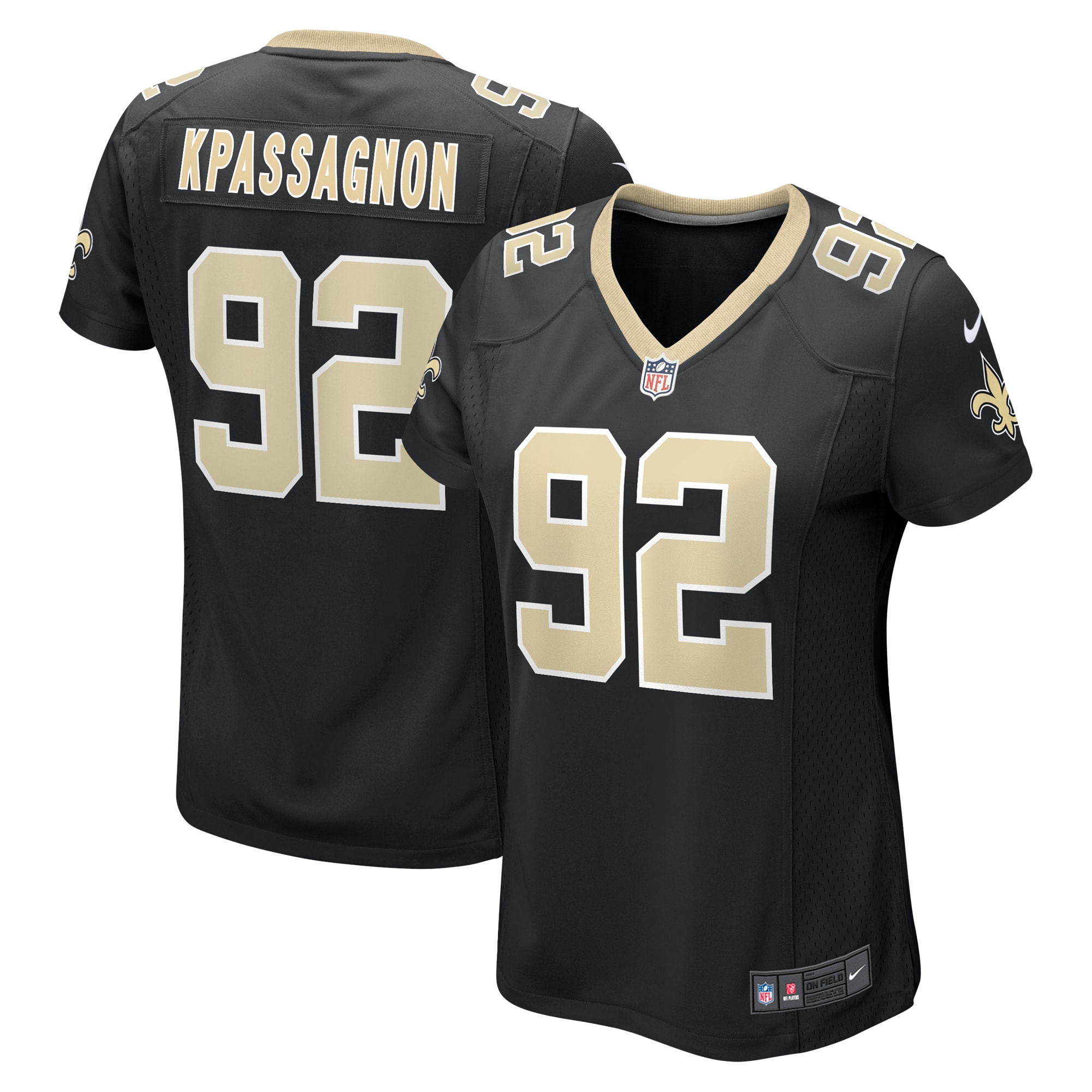 New Orleans Saints Tanoh Kpassagnon Black Game Player NFL Jersey Women's