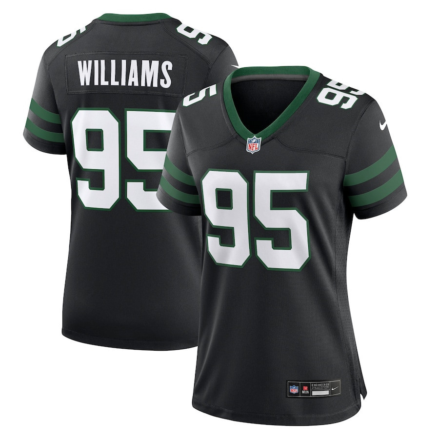 Quinnen Williams 95 New York Jets Alternate Game Women, Black NFL Jersey Women's