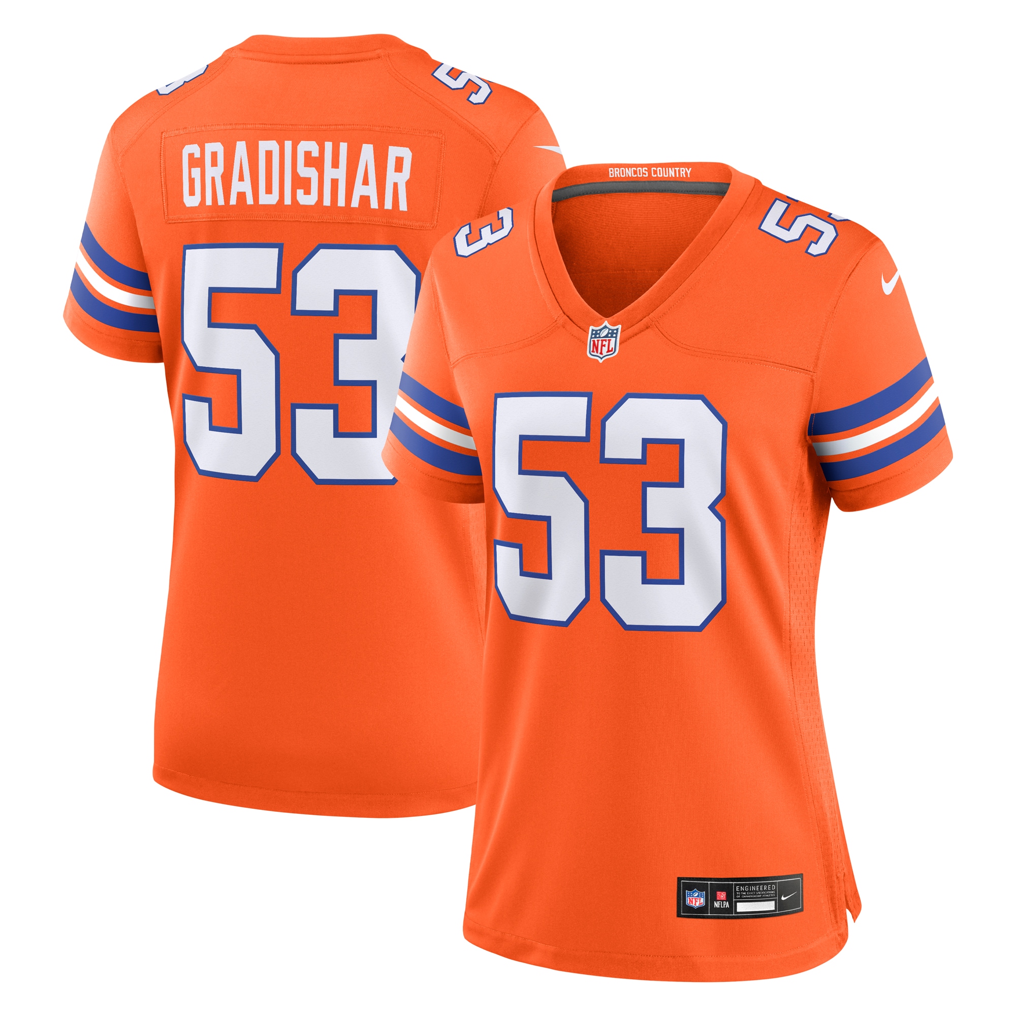 Denver Broncos Randy Gradishar Orange Mile High Collection 1977 Throwback Retired Player Game NFL Jersey Women's