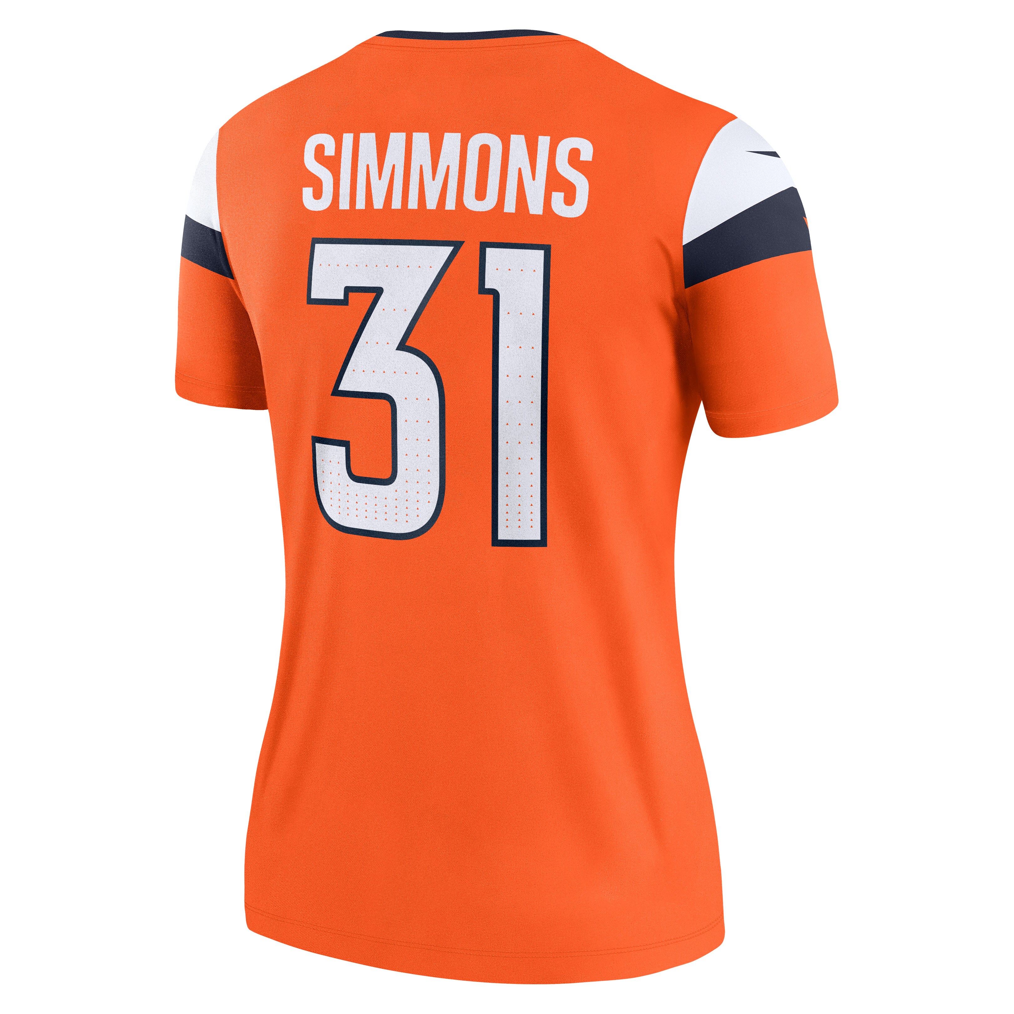 Denver Broncos Justin Simmons Orange Team Legend Player Performance Top NFL Jersey Women's