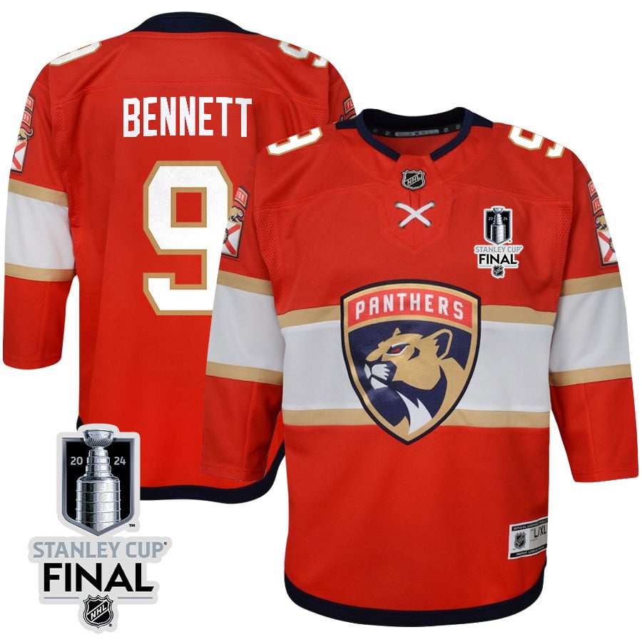 Sam Bennett 9 Florida Panthers 2024 STANLEY CUP Final Home Breakaway Red NHL Jersey Youth