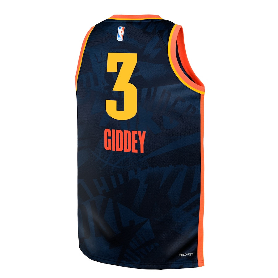 Josh Giddey 3 Oklahoma City Thunder 2023/24 City Edition Swingma Navy NBA Jersey Youth