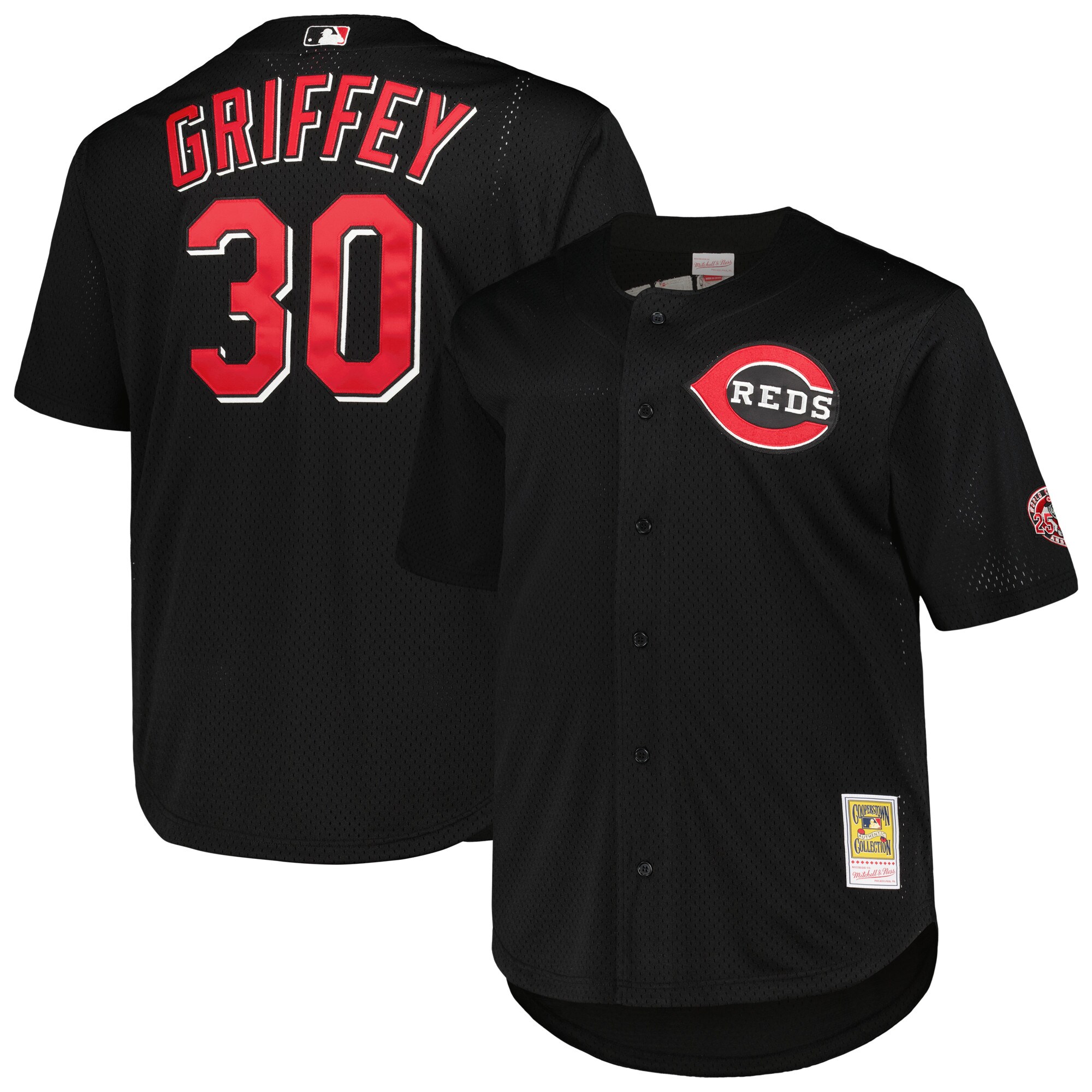 Cincinnati Reds Ken Griffey Jr. Mitchell Ness Black Big Tall Cooperstown Collection Batting Practice MLB Jersey Men's