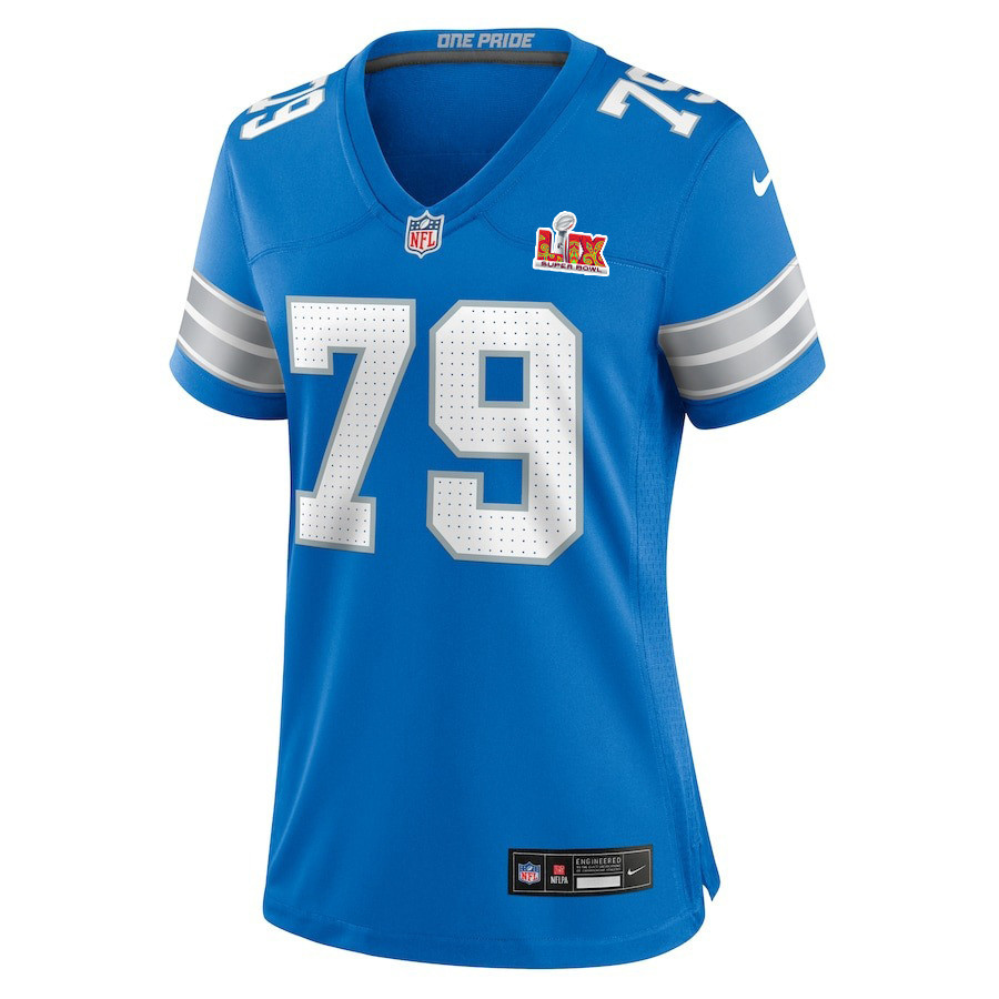 John Cominsky #79 Detroit Lions Super Bowl LIX Blue NFL Jersey Women's