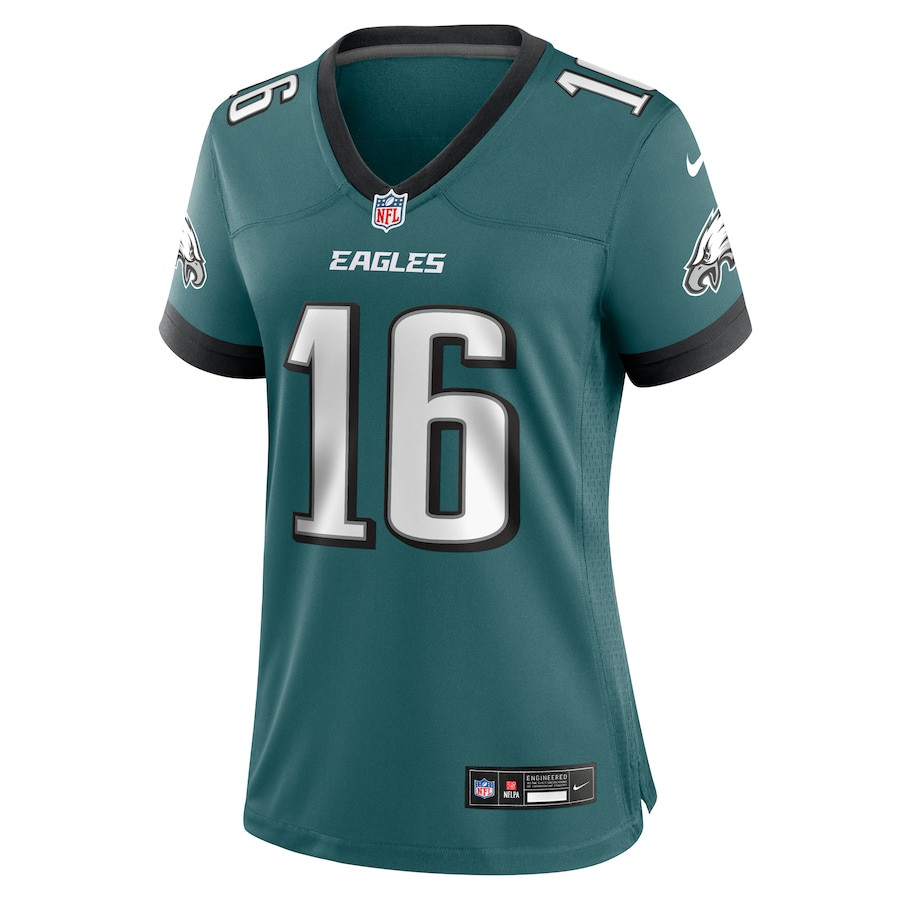 Tanner McKee 16 Philadelphia Eagles Team Game Midnight Green NFL Jersey Women's