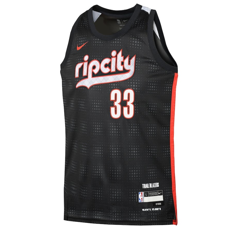 Toumani Camara 33 Portland Trail Blazers 2024/25 Swingman Playe City Edition Black NBA Jersey Youth