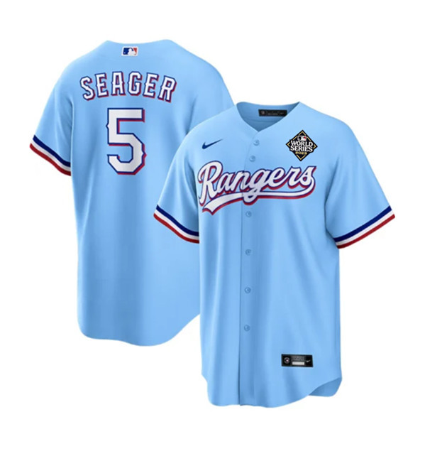 Corey Seager 5 Texas Rangers 2023 World Series Stitched Blue MLB Jersey Men's