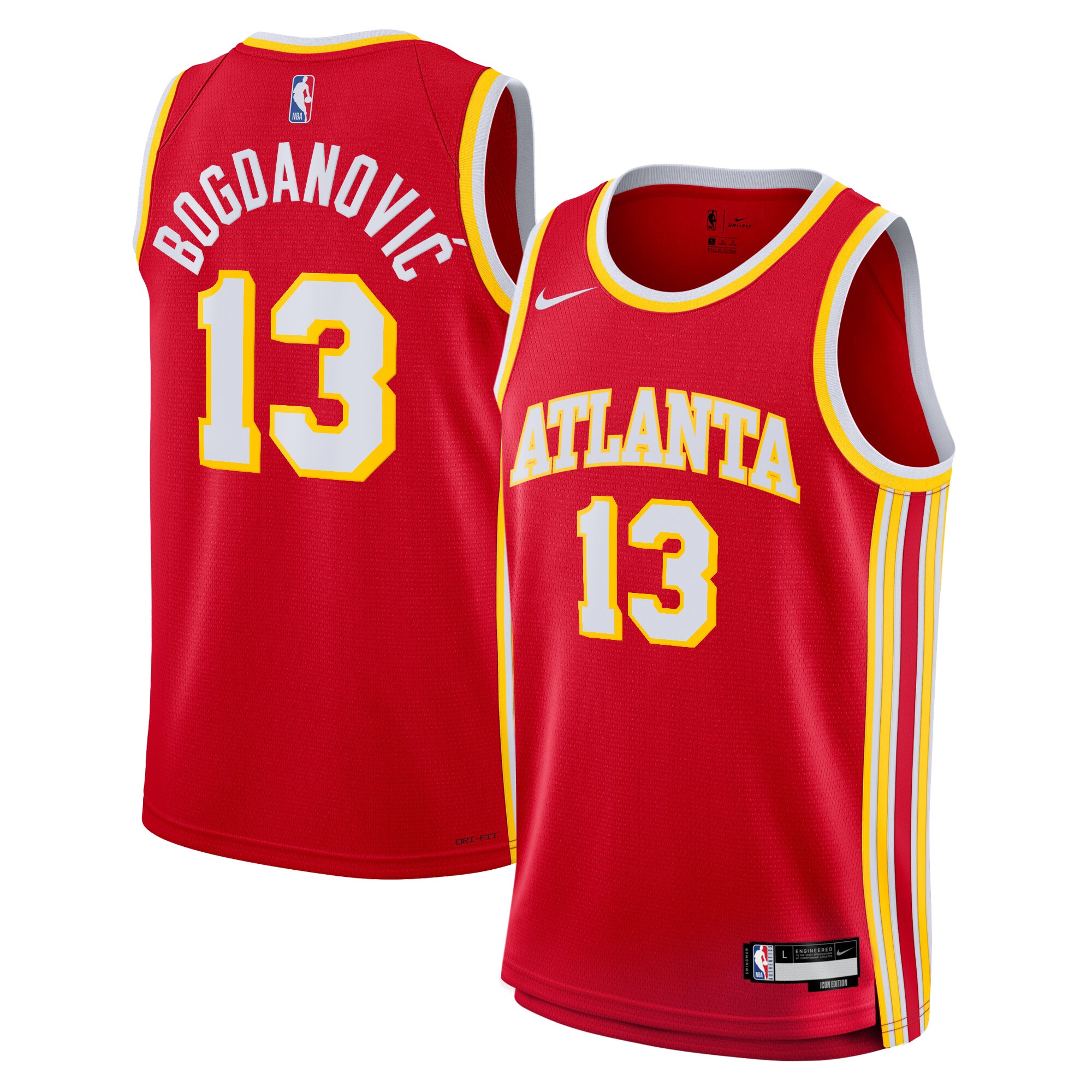 Camiseta Icon Swingman de los Atlanta Hawks Rojo Bogdan Bogdanovic NBA Jersey Men's