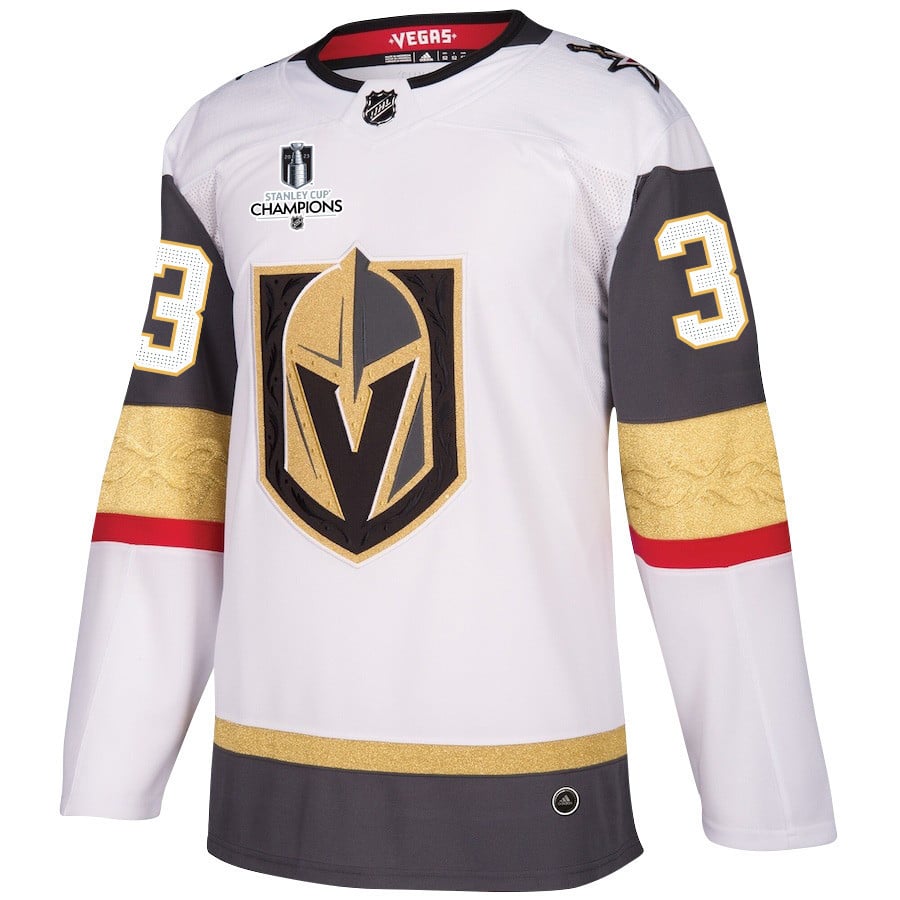 Adin Hill 33 Vegas Golden Knights Stanley Cup 2023 Champions Patch Away Breakaway White NHL Jersey Men's