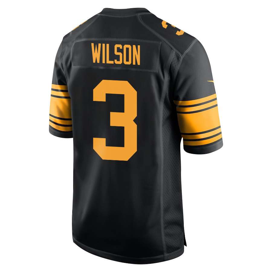 Russell Wilson 3 Pittsburgh Steelers Alternate Game Black NFL Jersey Men's