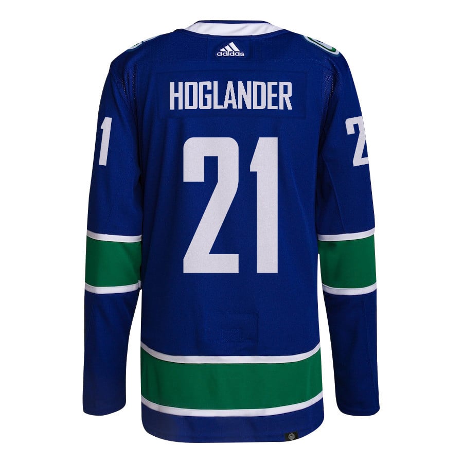 Nils Hoglander 21 Vancouver Canucks 2024 Playoffs Patch Home Blue NHL Jersey Men's