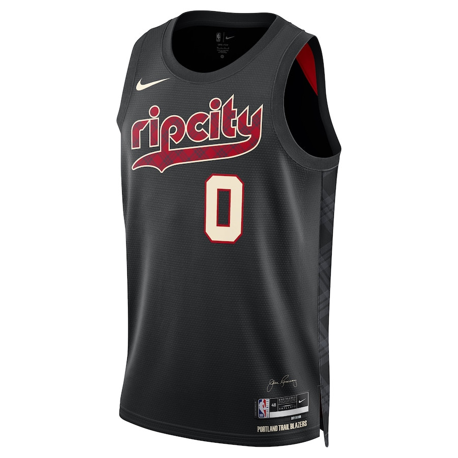 Damian Lillard 0 Portland Trail Blazers 2023/24 Swingman City Editio Unisex Black NBA Jersey Unisex