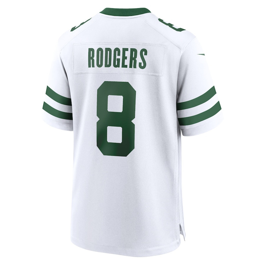 Aaron Rodgers 8 New York Jets Game Legacy White NFL Jersey Men's