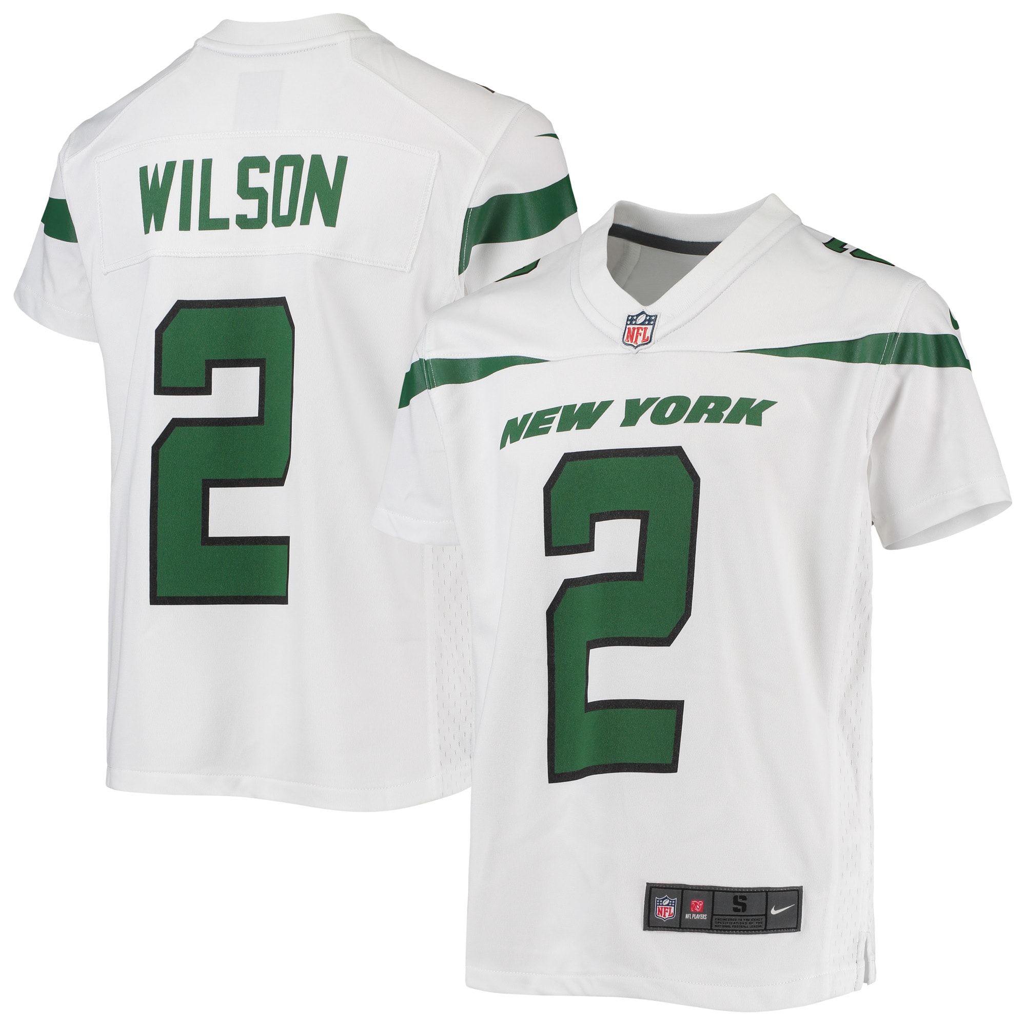 New York Jets Zach Wilson White Game NFL Jersey Youth