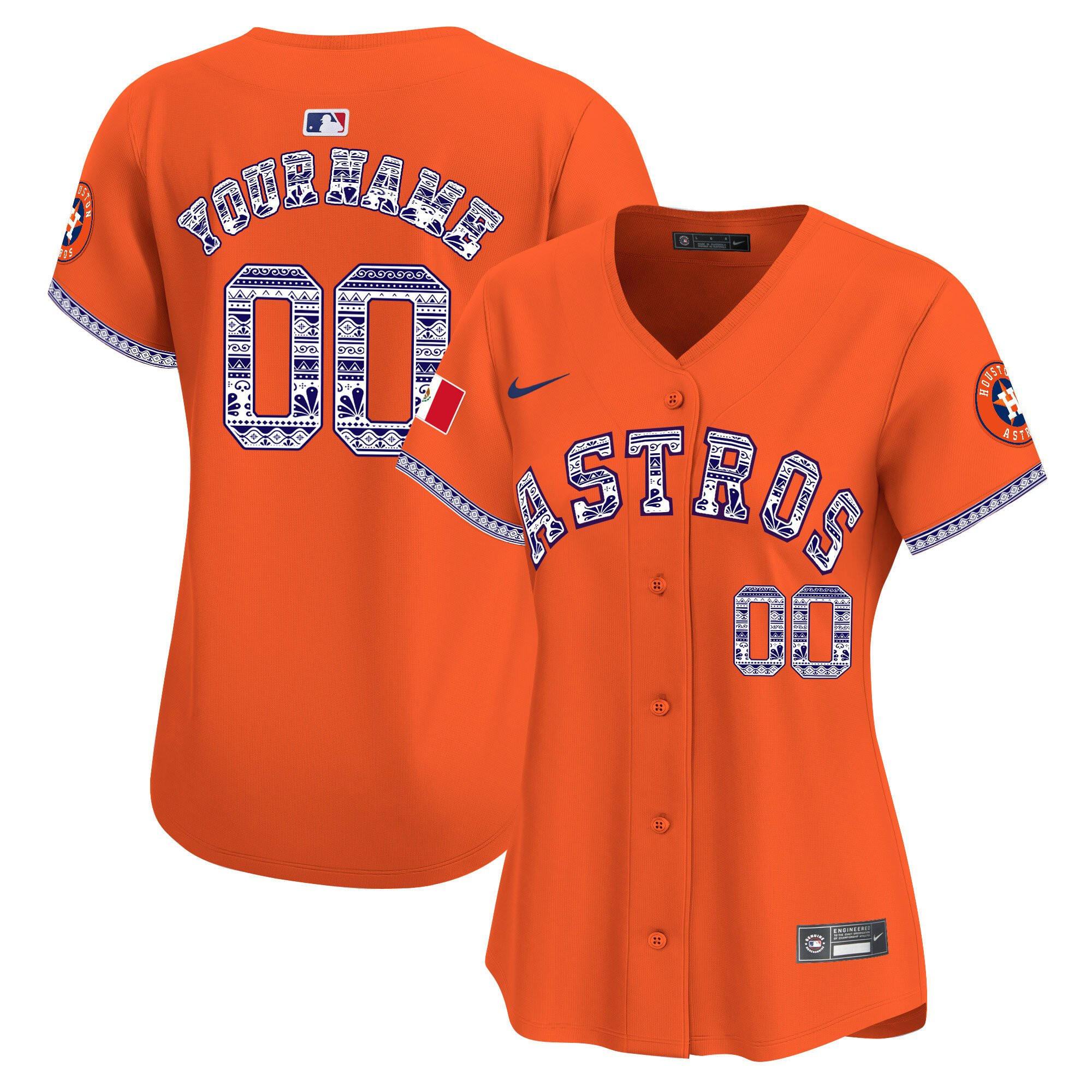 Houston Astros Mexico Custom Orange MLB Jersey Women's