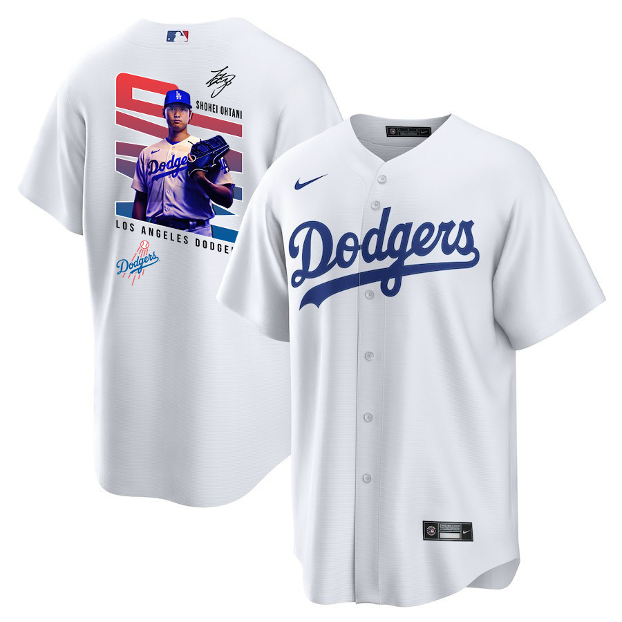Shohei Ohtani 17 Los Angeles Dodgers Signed MVP 2023 Home White MLB Jersey Men's