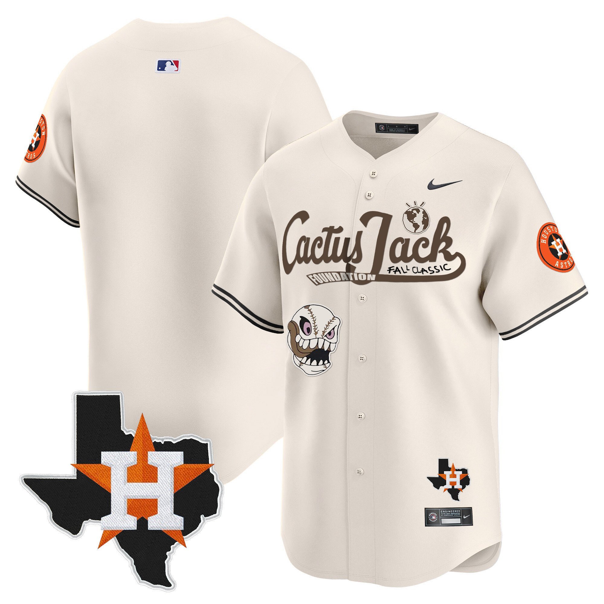 Yordan Alvarez 44 Houston Astros Cactus Jack Foundation Fall Classic Limited Cream MLB Jersey Men's