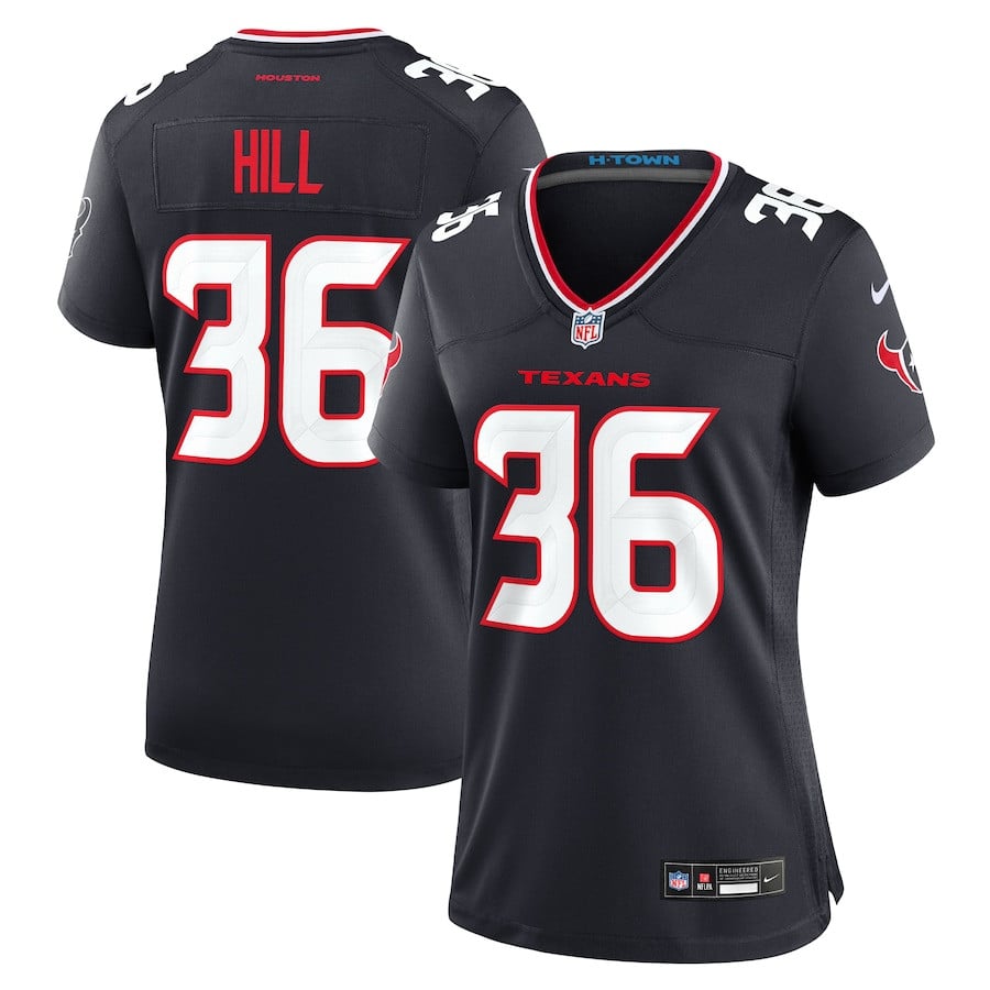 Brandon Hill 36 Houston Texans Team Game Navy NFL Jersey Women's