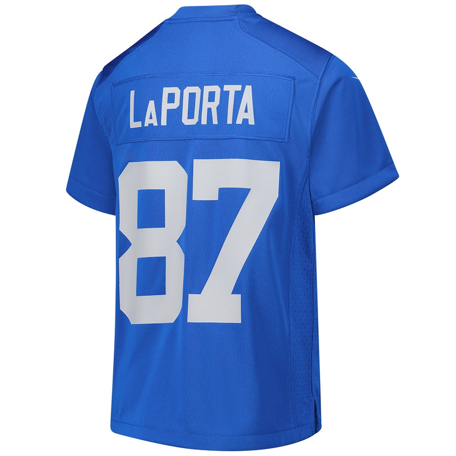 Sam LaPorta 87 Detroit Lions Alternate Game Blue NFL Jersey Youth