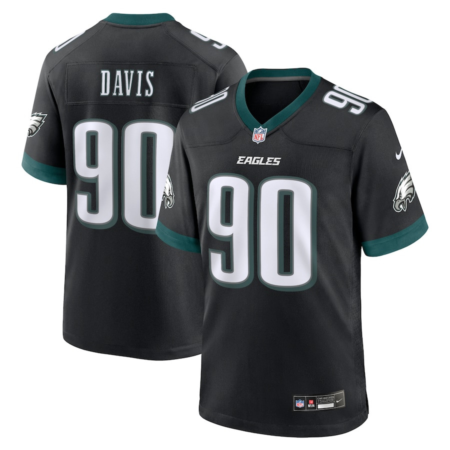 Jordan Davis 90 Philadelphia Eagles Alternate Game Black NFL Jersey Men's