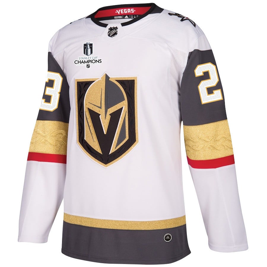 Alec Martinez 23 Vegas Golden Knights Stanley Cup 2023 Champions Patch Away Breakaway White NHL Jersey Men's