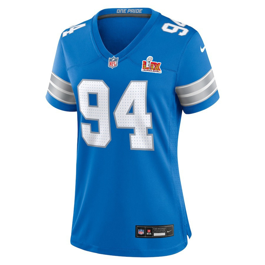 Mekhi Wingo #94 Detroit Lions Super Bowl LIX Blue NFL Jersey Women's