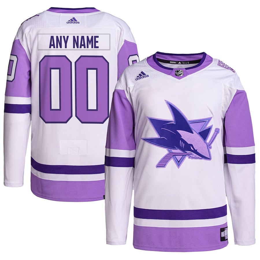 San Jose Sharks Fights Cancer Primegreen Custom White/Purple NHL Jersey Men's