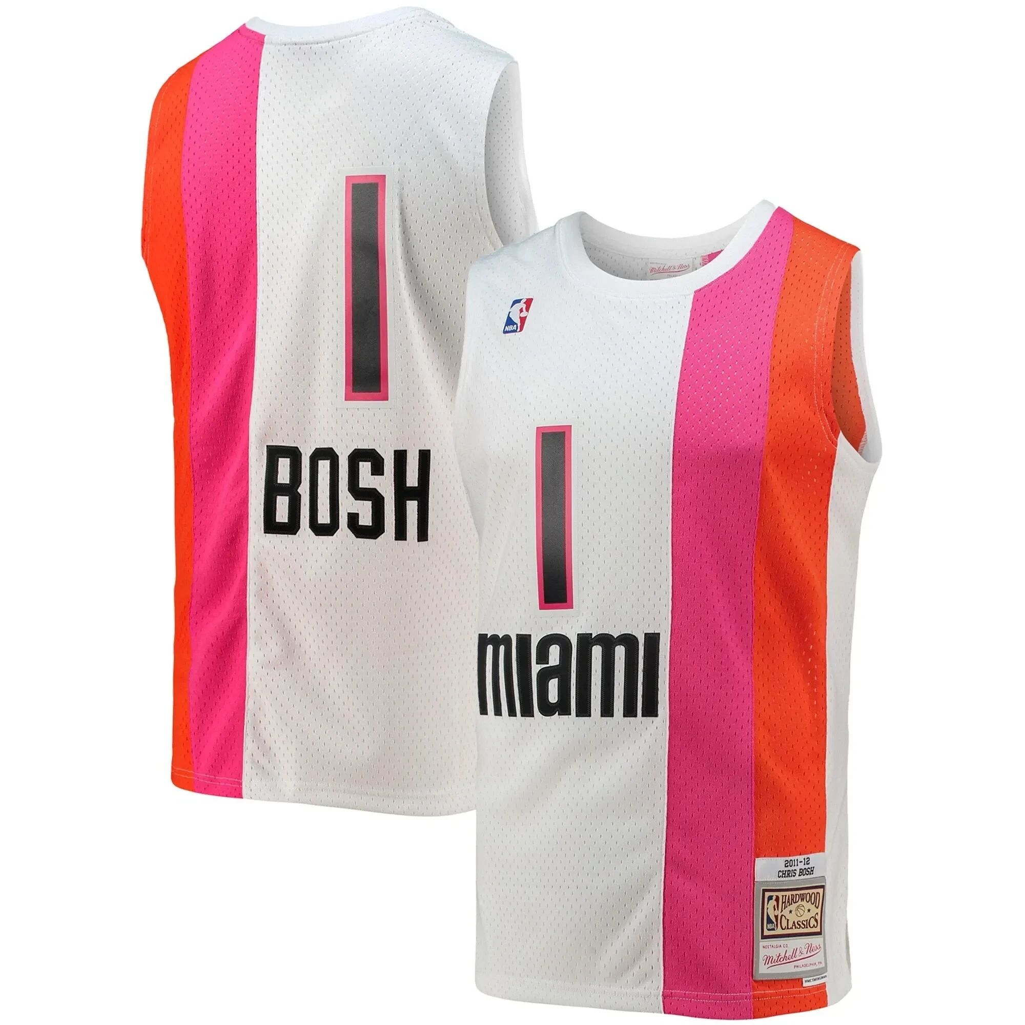 Chris Bosh Miami Heat Mitchell Ness 2011-12 Hardwood Classics Swingman White NBA Jersey Men's
