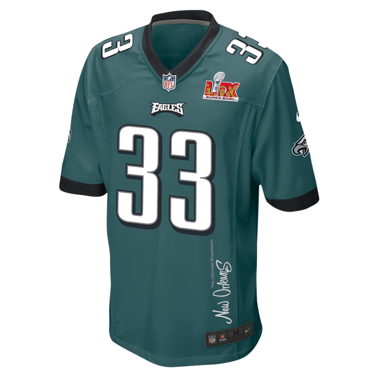 Cooper DeJean 33 Philadelphia Eagles Super Bowl LIX New Orleans The Ultimate Showdown' EMBROIDERED Game Midnight Green NFL Jersey Men's