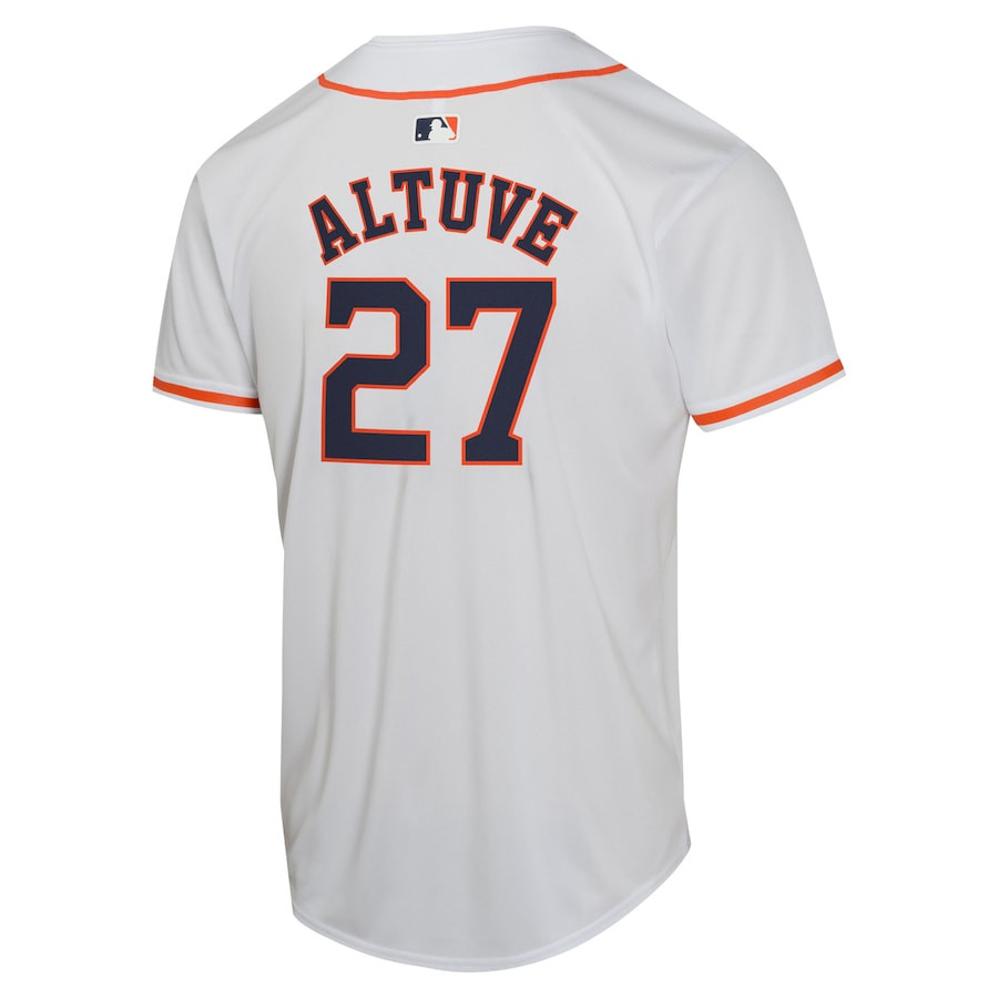 Jose Altuve 27 Houston Astros Home Game Player White MLB Jersey Youth