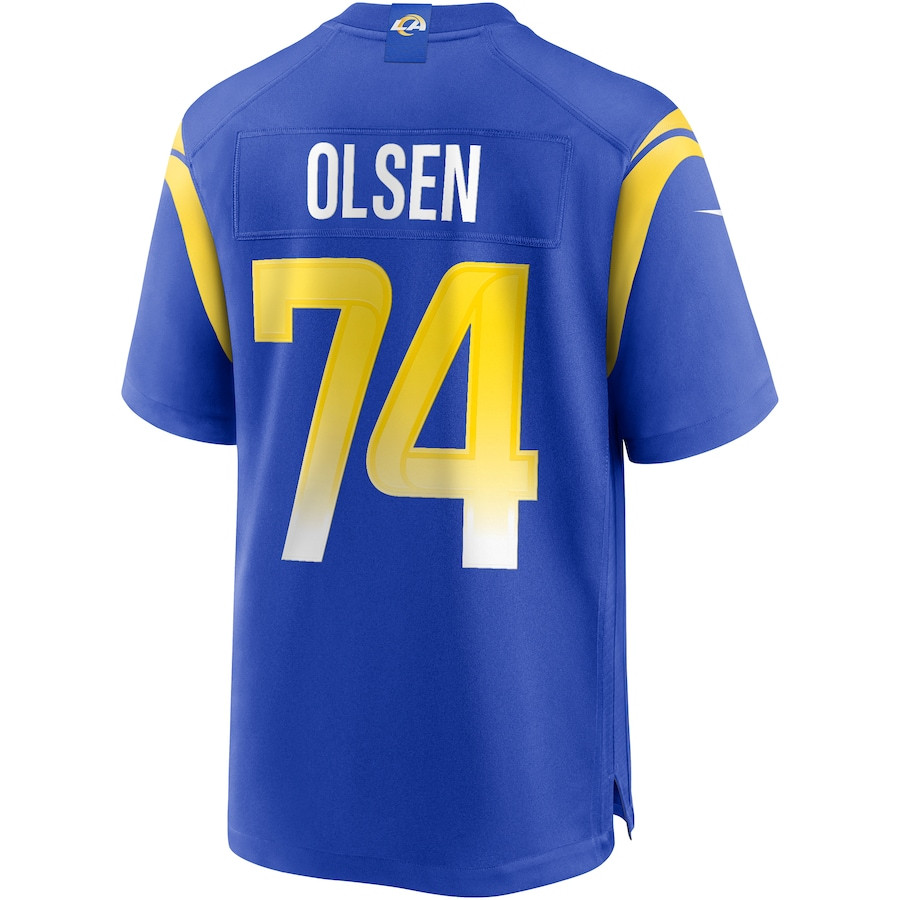 Merlin Olsen 74 Los Angeles Rams Game Retired Royal NFL Jersey Men's