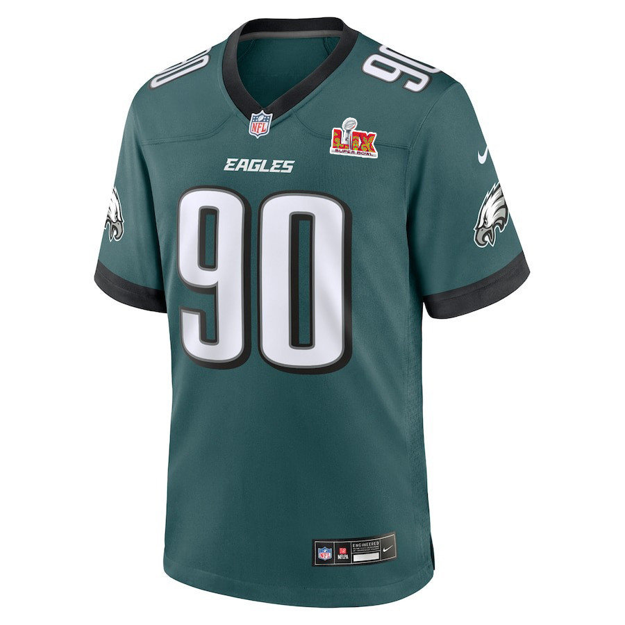 Jordan Davis #90 Philadelphia Eagles Super Bowl LIX Midnight Green NFL Jersey Youth