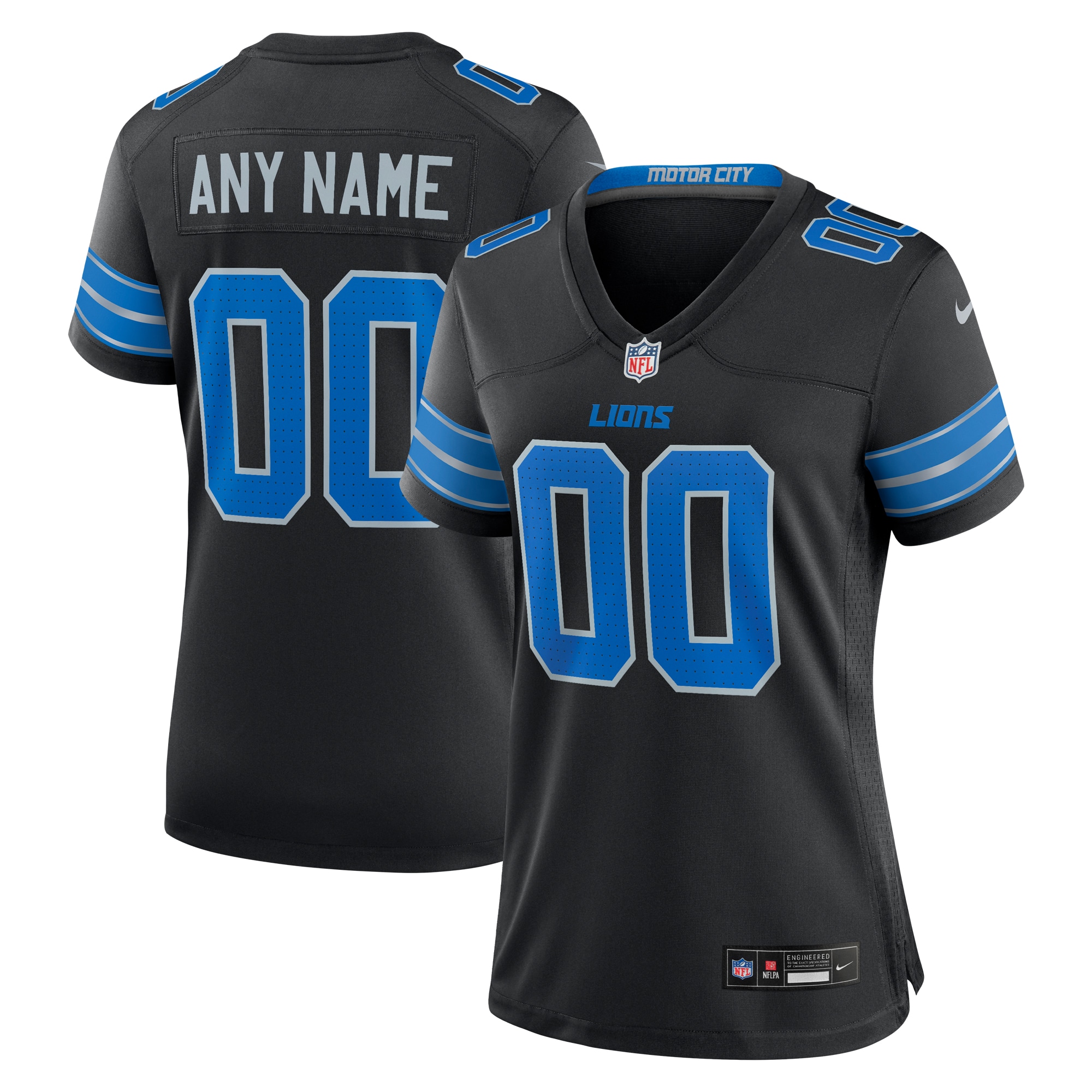 Detroit Lions Black Alternate Custom Game NFL Jersey Women's