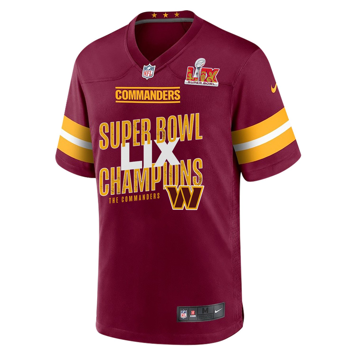 Washington Commanders Super Bowl LIX Champions V5 Game Custom Burgundy NFL Jersey Men's