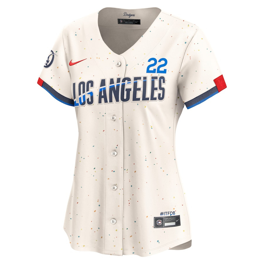 Clayton Kershaw 22 Los Angeles Dodgers 2024 City Connect Limited Cream MLB Jersey Women's