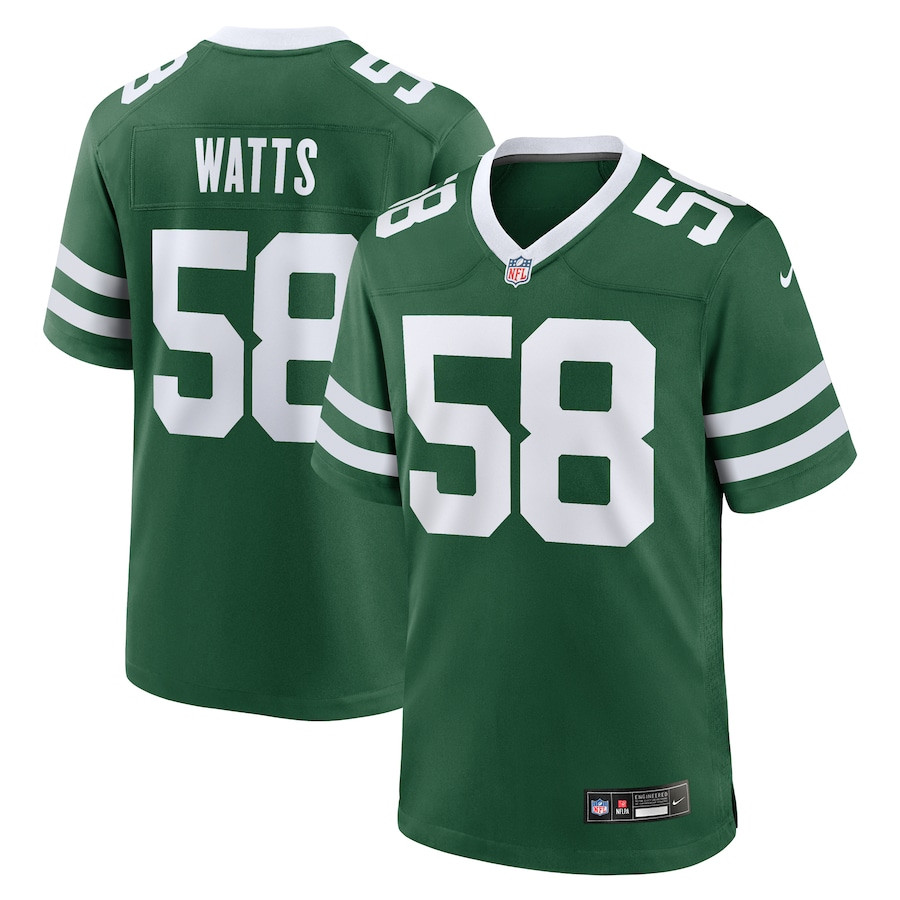 Eric Watts 58 New York Jets Team Game Legacy Green NFL Jersey Men's