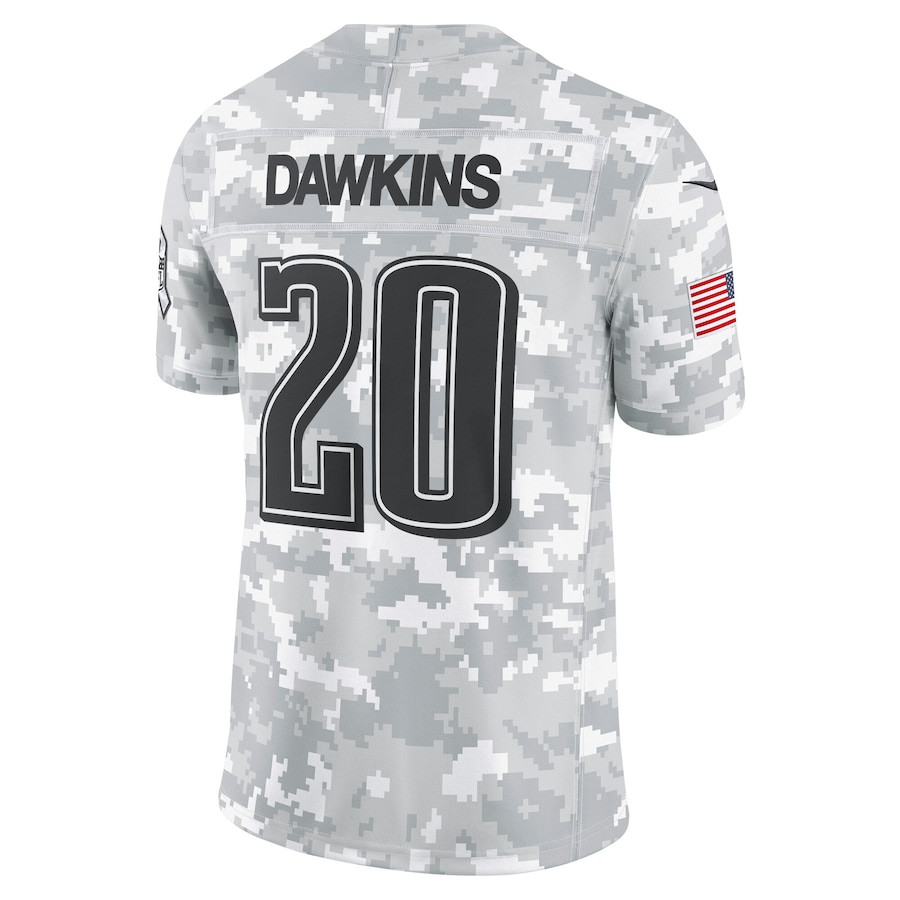 Brian Dawkins 20 Philadelphia Eagles 2024 Salute to Service Retired Player Limited Arctic Camo NFL Jersey Men's
