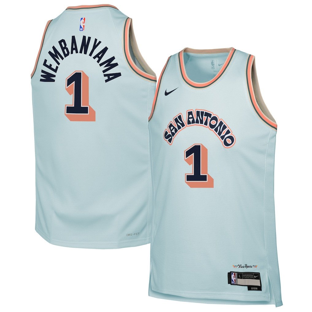 Victor Wembanyama 1 San Antonio Spurs 2024/25 Swingman Playe City Edition Light Blue NBA Jersey Youth