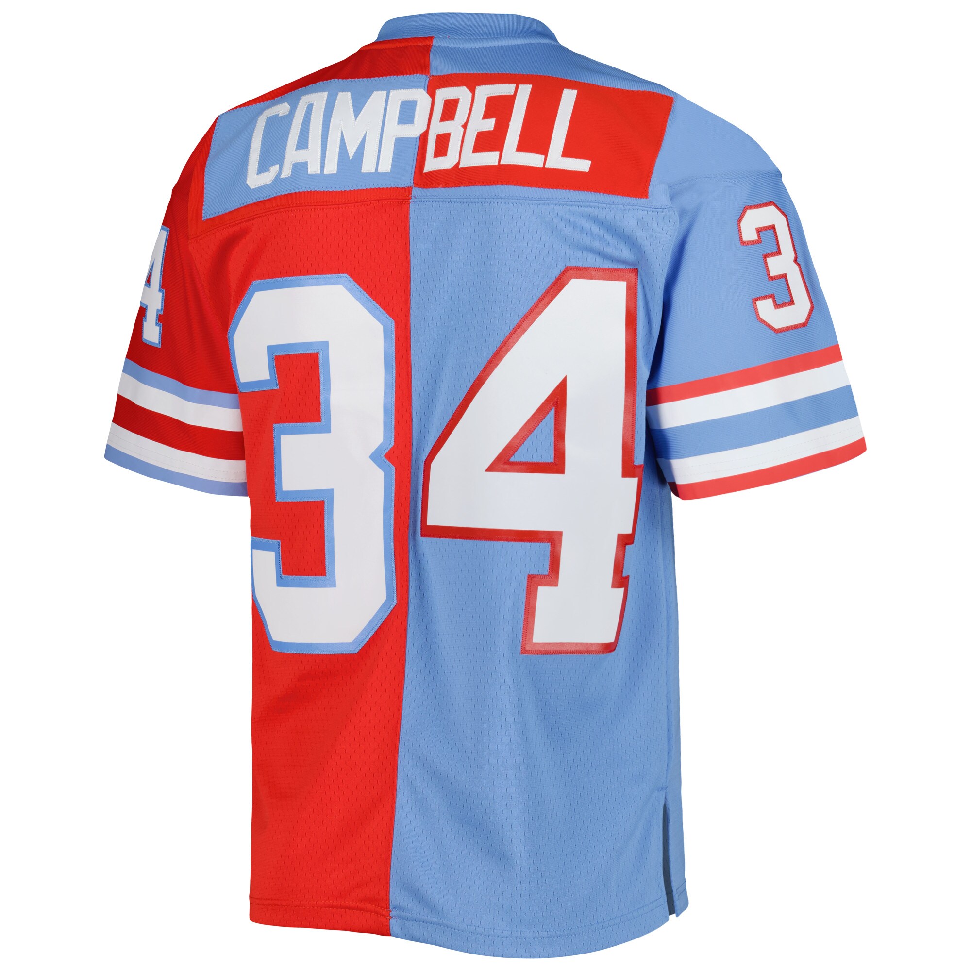 Houston Oilers Earl Campbell Mitchell Ness Red/Light Blue Gridiron Classics 1980 Split Legacy NFL Jersey Men's