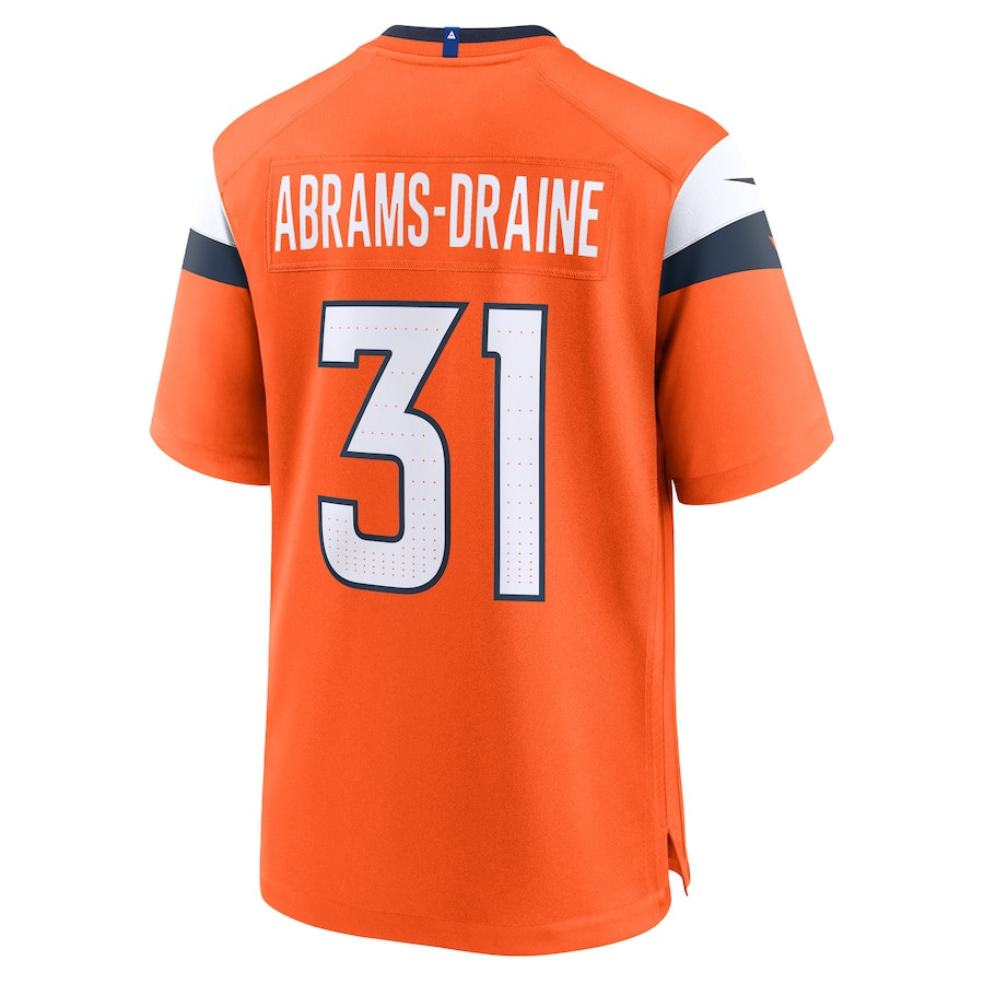 Kris Abrams-Draine 31 Denver Broncos Team Game Orange NFL Jersey Men's