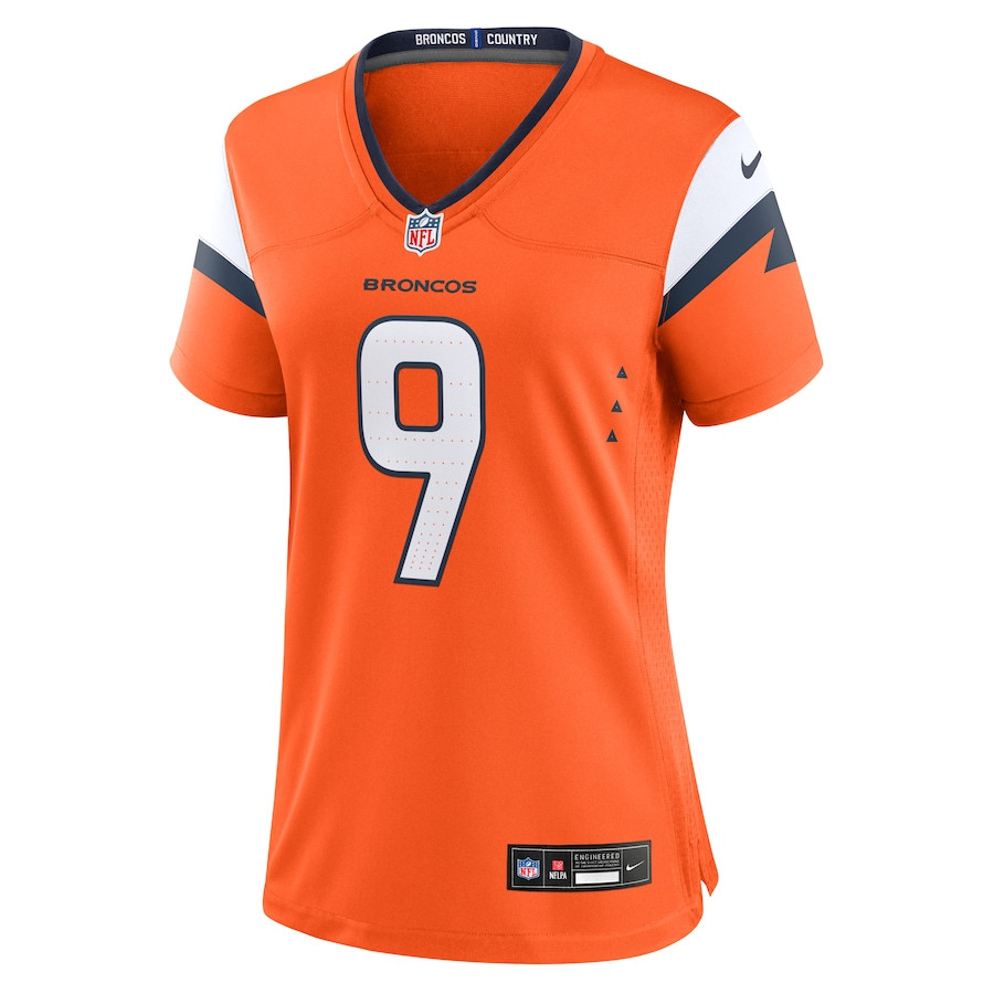 Riley Dixon 9 Denver Broncos Team Game Orange NFL Jersey Women's