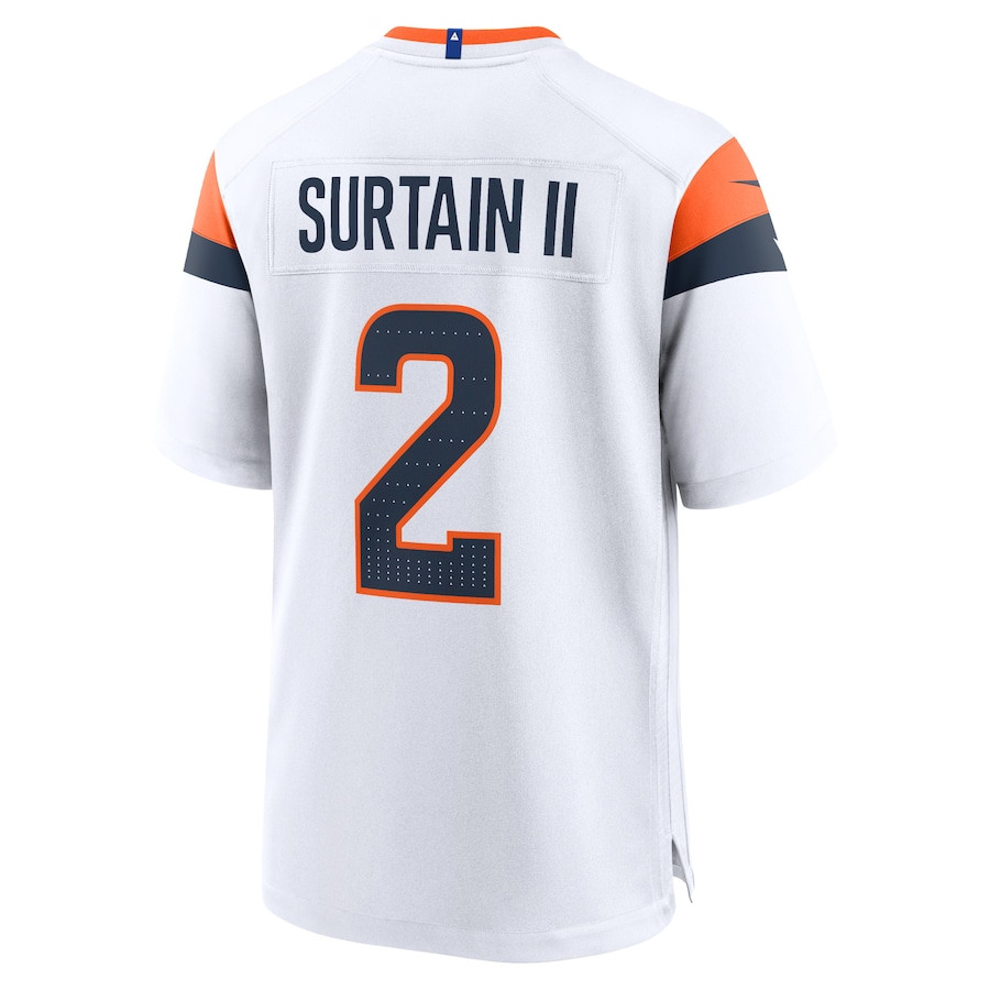 Patrick Surtain II 2 Denver Broncos Game White NFL Jersey Men's