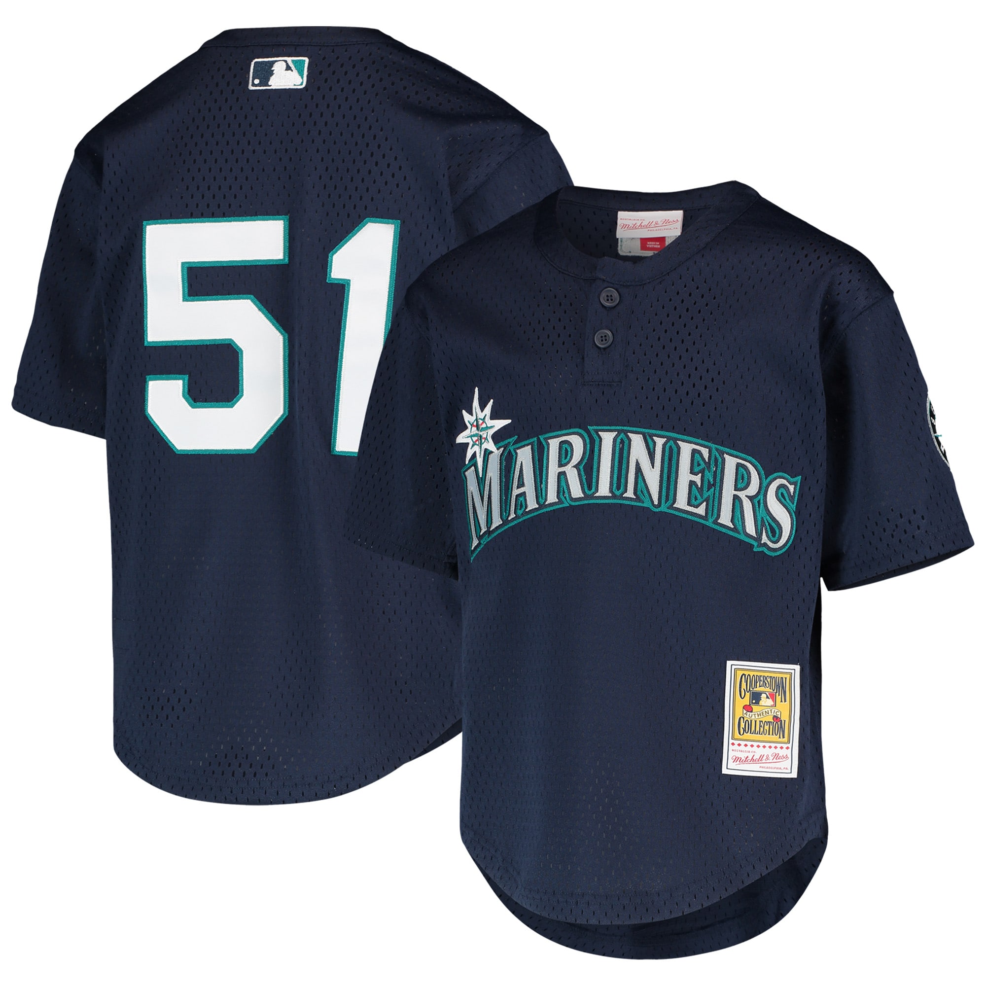 Seattle Mariners Ichiro Suzuki Mitchell Ness Navy Cooperstown Collection Mesh Batting Practice MLB Jersey Youth